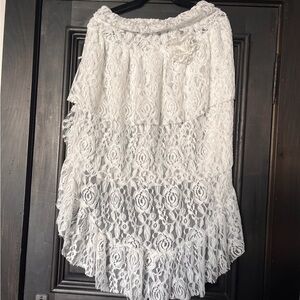 Elegant White Lace Skirt long in front short in back
